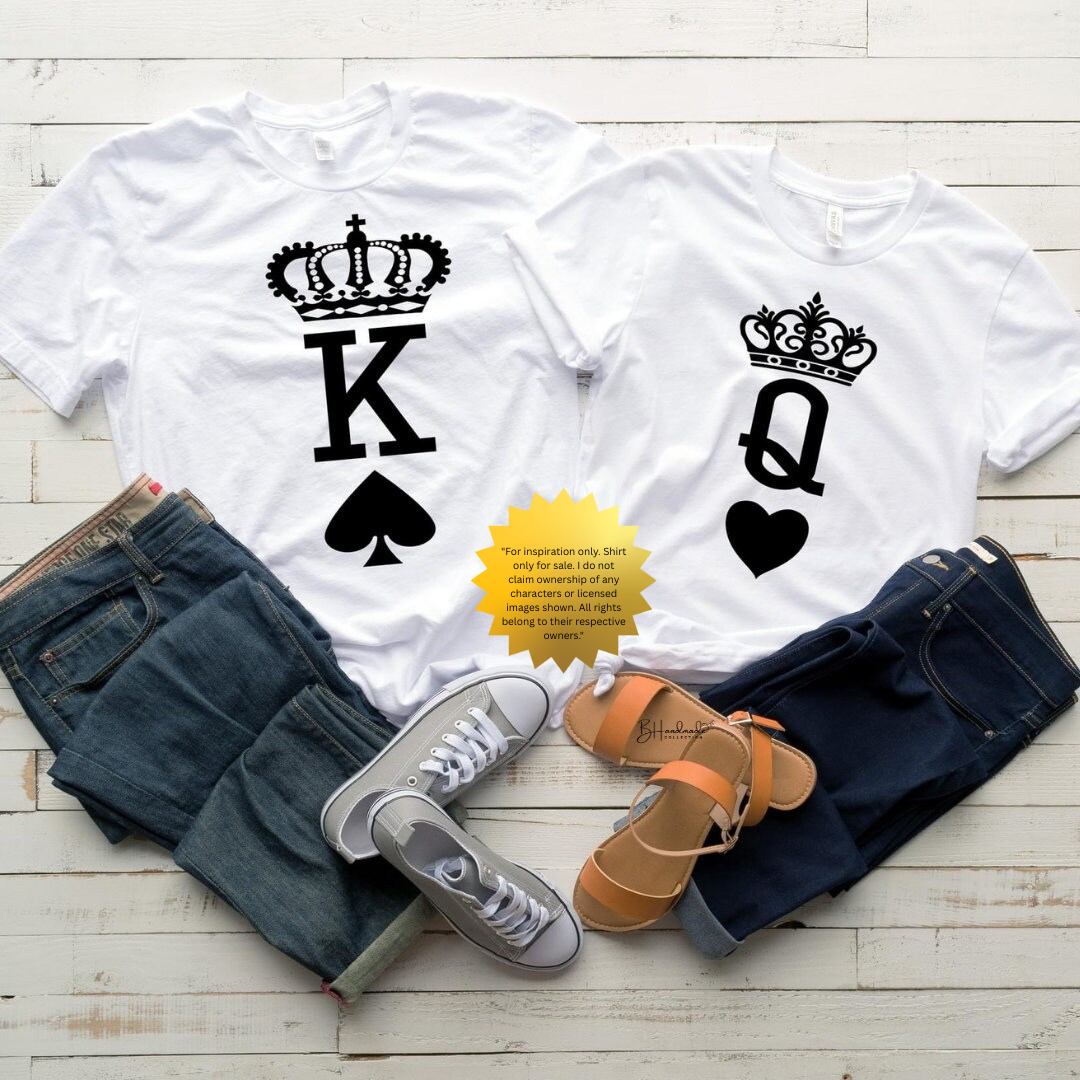 Queen of Hearts & King of Spades Matching Couples Shirts | Valentine’s Day Gift | Handmade Unisex Tees