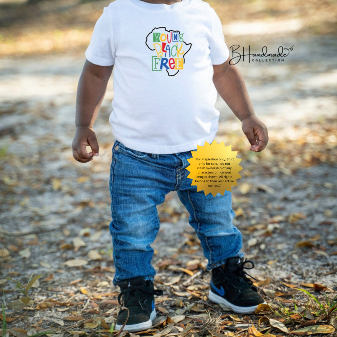 Young Black & Free T-Shirt – Africa Graphic Tee – Empowering Youth Shirt – Handmade Unisex Black Pride T-Shirt – Colorful Freedom Statement Shirt