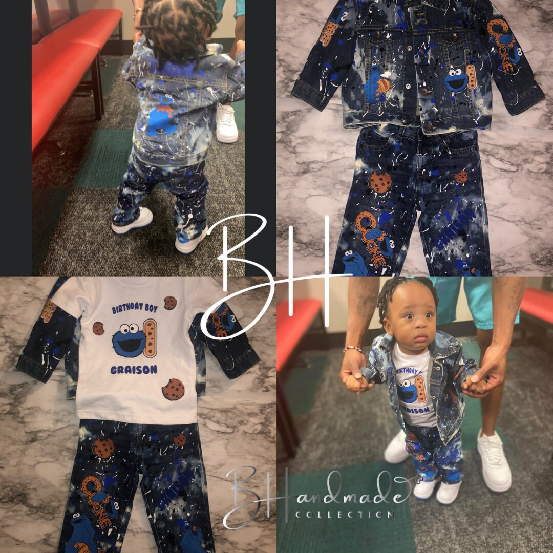 Blue Cookie Birthday Outfit β Sweet Monster Theme β Custom Handmade Toddler Party Outfit β Overalls, Skirt, Shorts, or Tutu