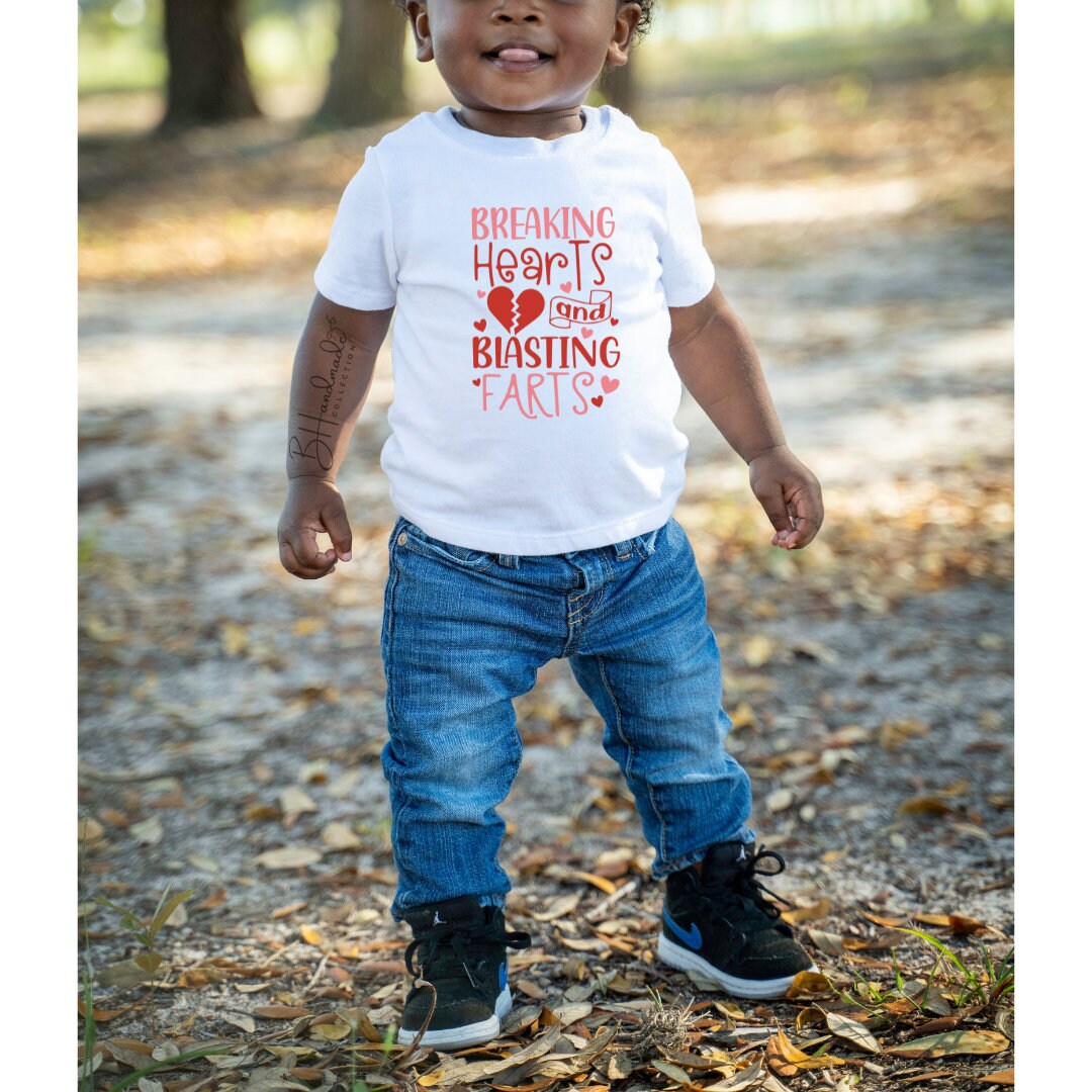 Breaking Hearts and Blasting Farts valetines day funny infant toddler shirt