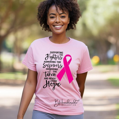 Supporting the Fighters Tote Bag | Breast Cancer Awareness Gift | Pink Ribbon Canvas Bag | Hope & Strength Support Tote | Handmade