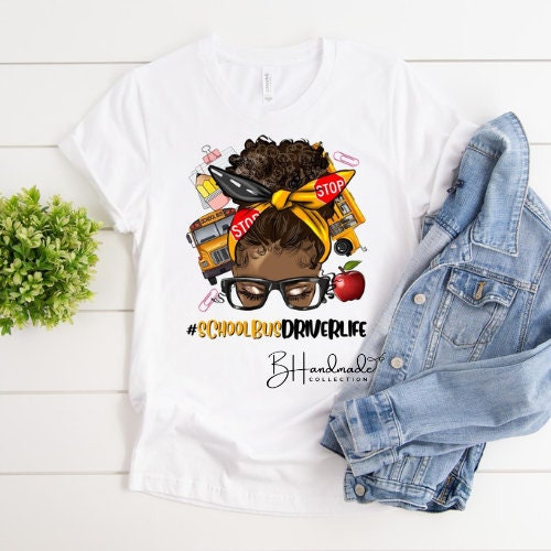 Afro School Bus Driver Life graphic tee