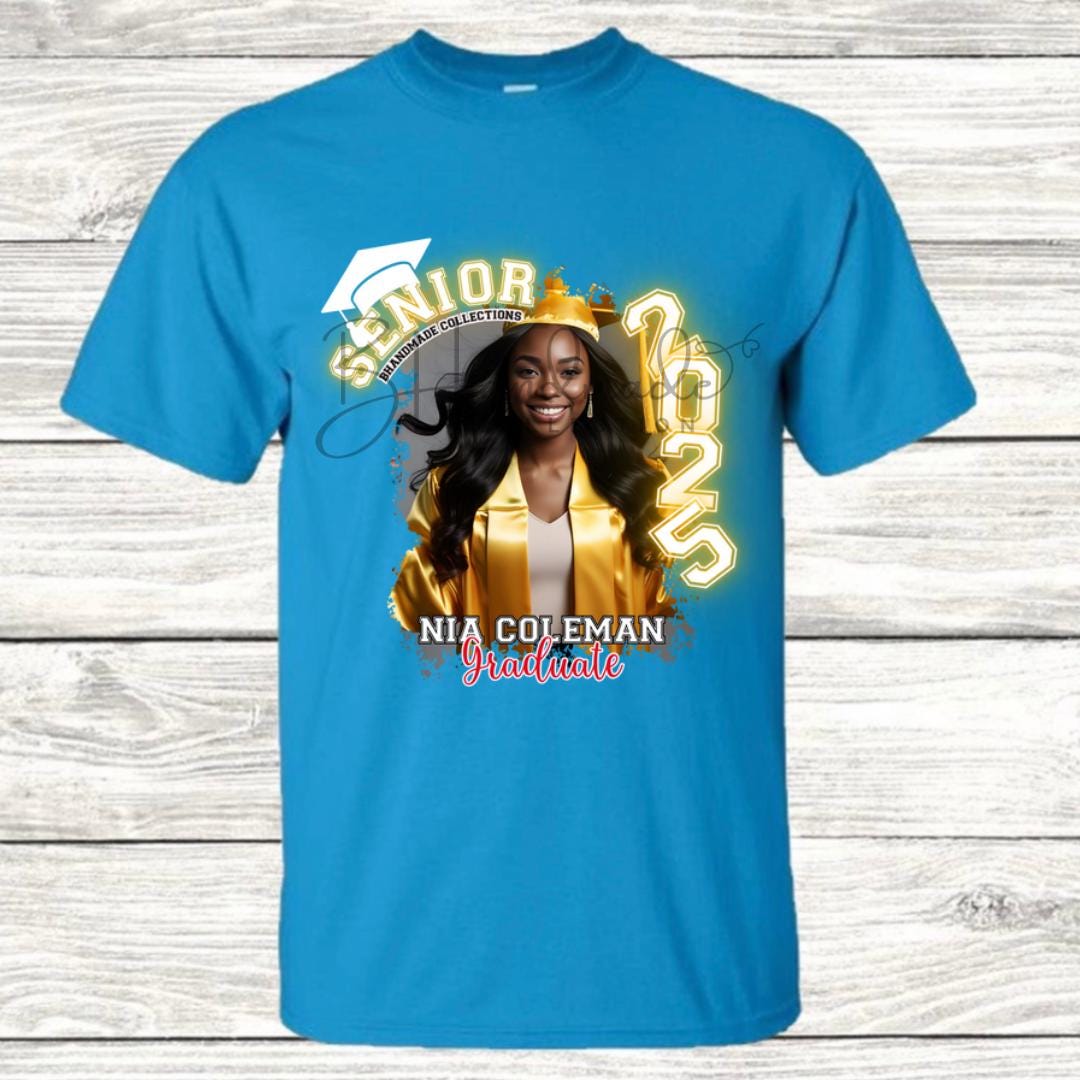Custom Graduation Shirt | Class of 2025 | graphic style 16| Photo, Name, School Colors