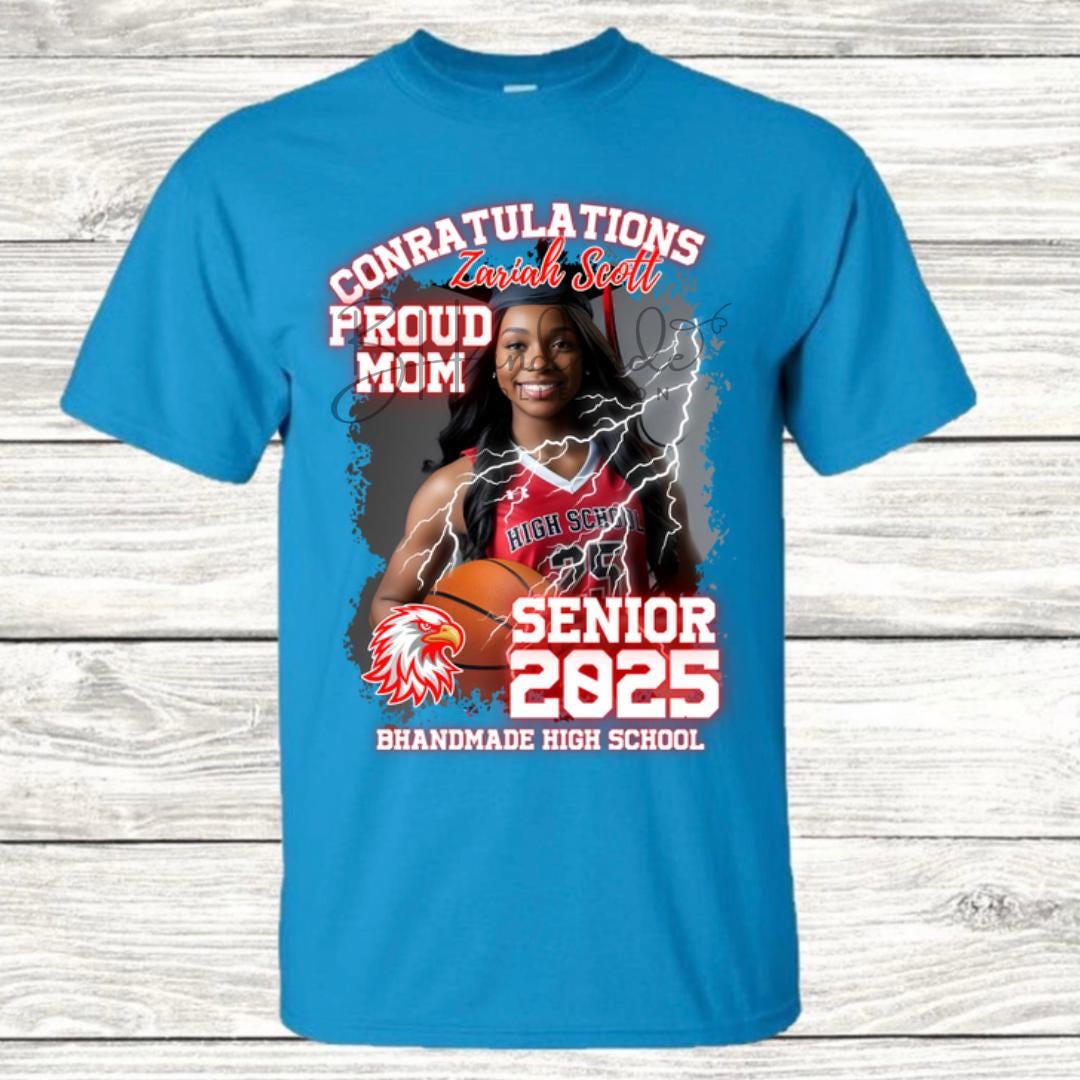 Custom Graduation Shirt | Class of 2025 | graphic style 19| Photo, Name, School Colors