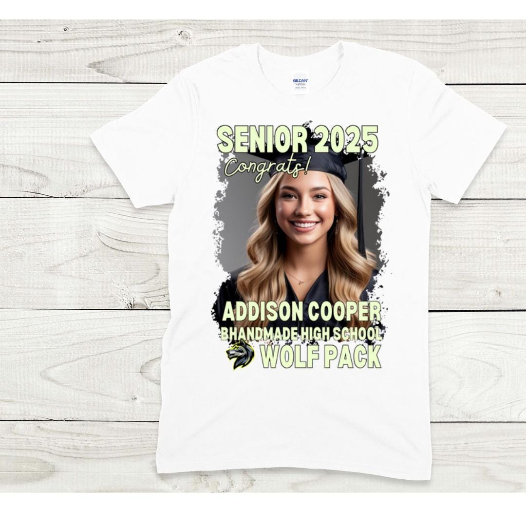 Custom Graduation Shirt | Class of 2025 | graphic style 20| Photo, Name, School Colors