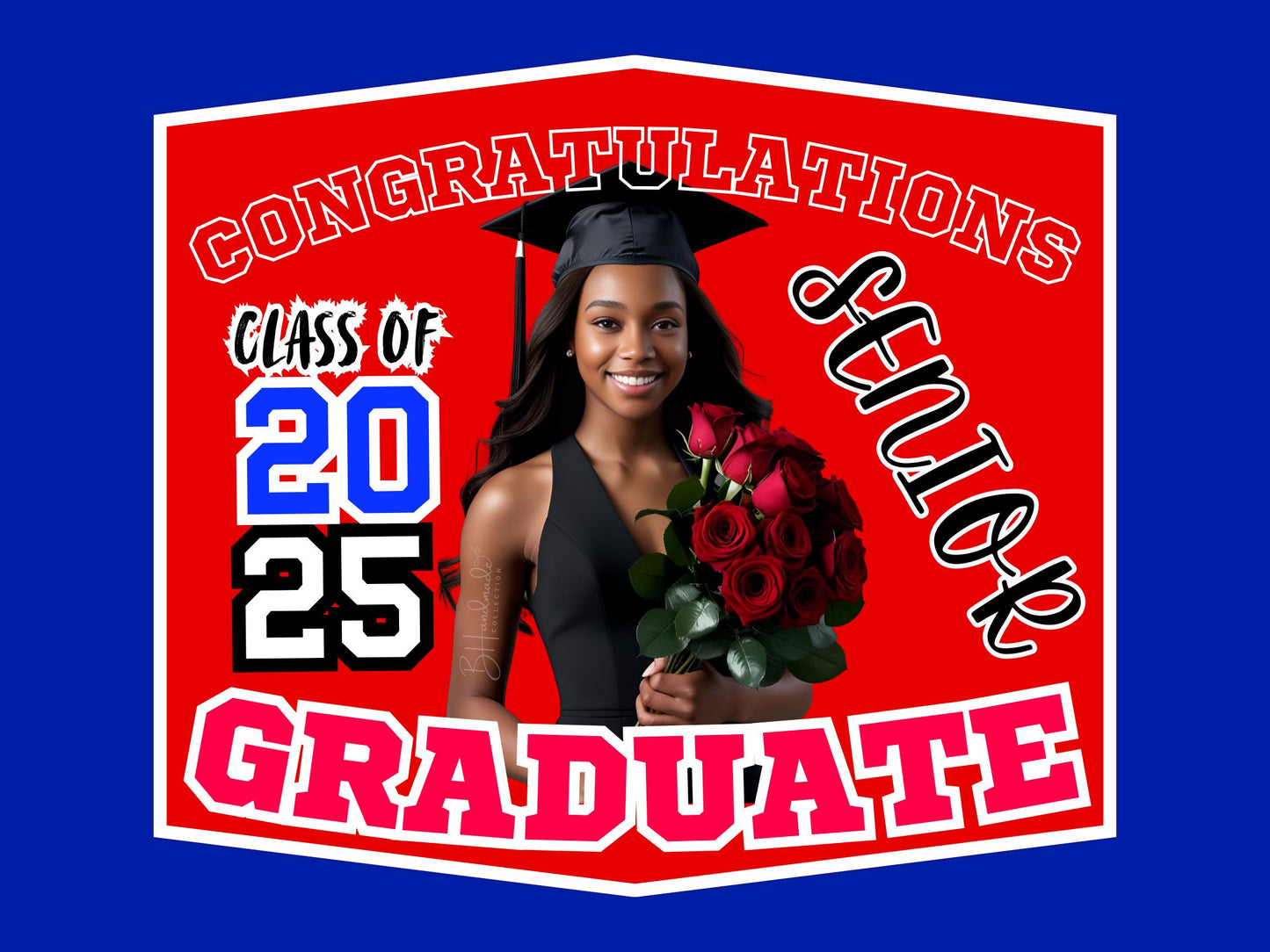 Custom Graduation Face Fans β Personalized Photo, School Colors & Mascot β Handheld Paddle Fans for Ceremonies, Parties style 9