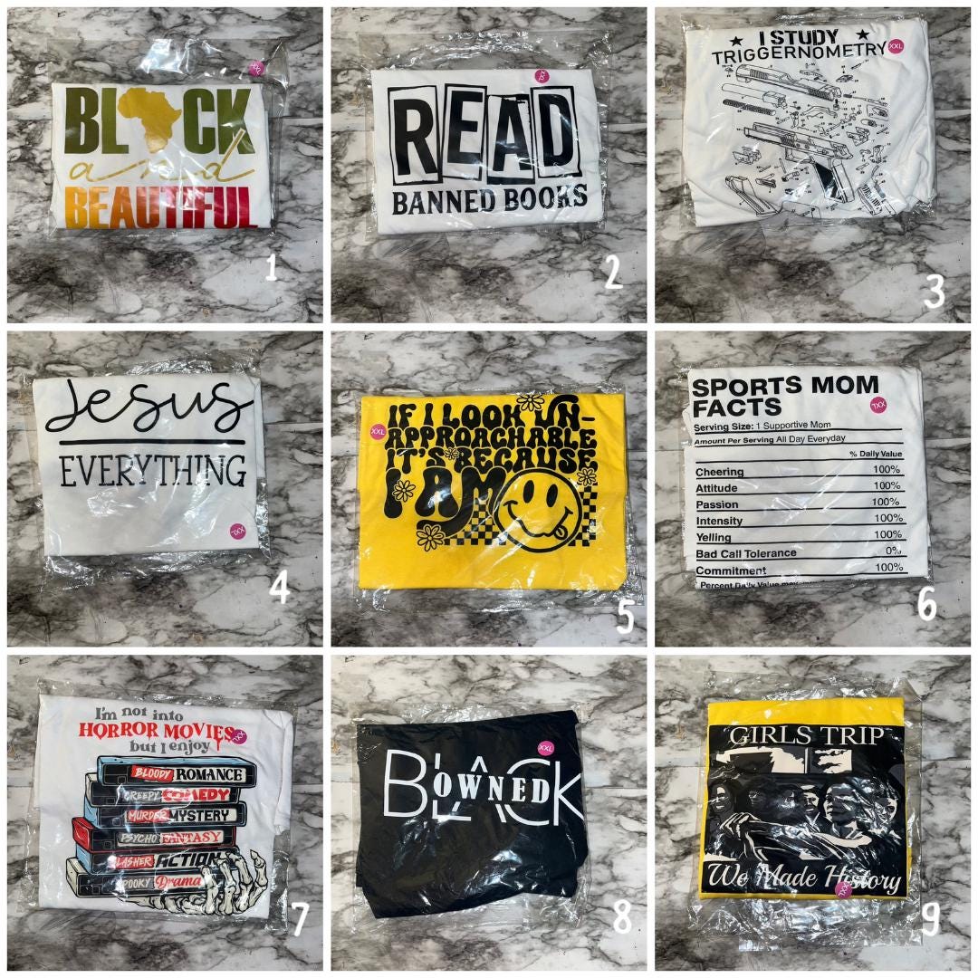 Clearance Graphic Tees – Funny, Cute, Streetwear | Sizes S–3X | Final Sale | Black-Owned Biz (2x)
