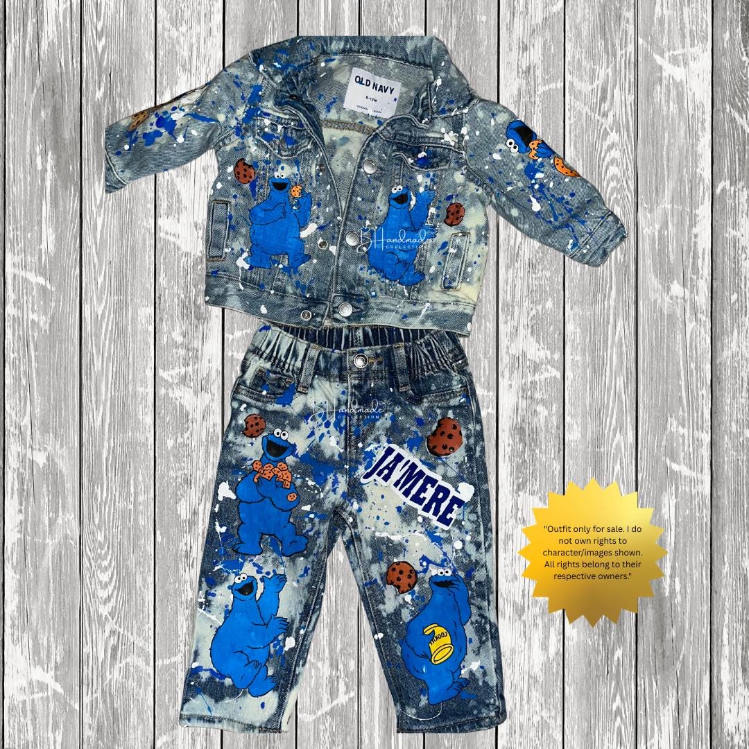 Blue Cookie Birthday Outfit β Sweet Monster Theme β Custom Handmade Toddler Party Outfit β Overalls, Skirt, Shorts, or Tutu