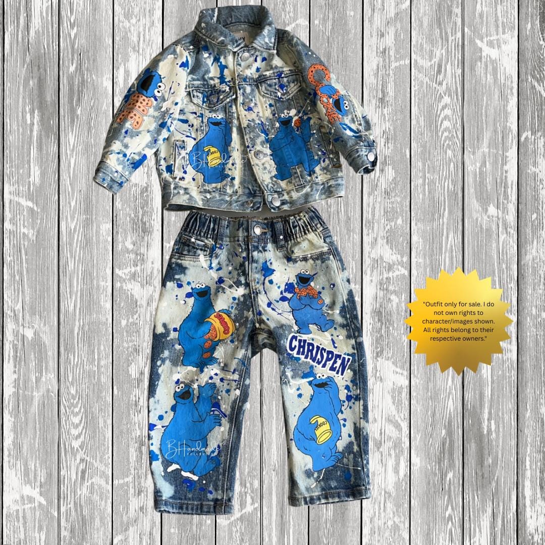 Blue Cookie Birthday Outfit β Sweet Monster Theme β Custom Handmade Toddler Party Outfit β Overalls, Skirt, Shorts, or Tutu