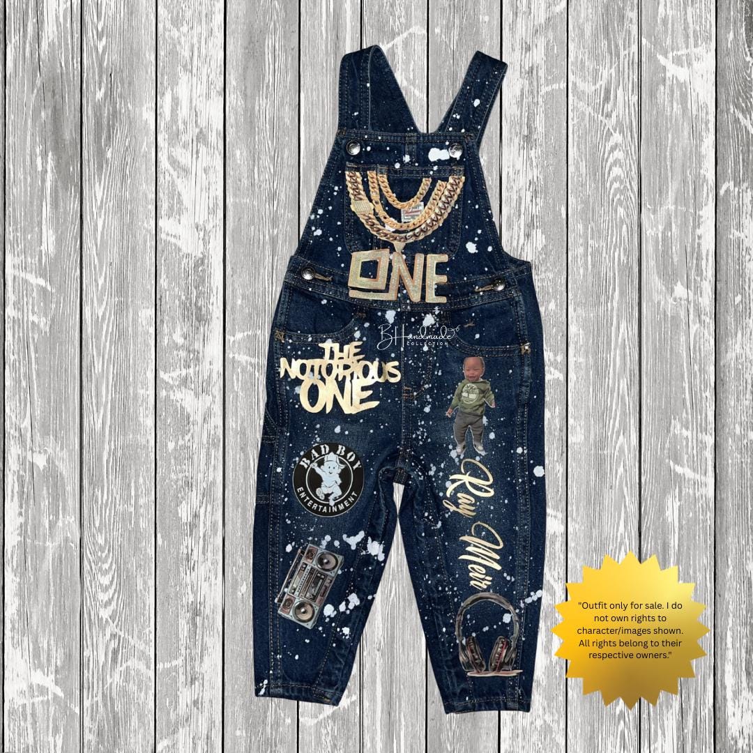 90s Hip Hop Birthday Outfit – “Notorious One” Throwback Rap Theme – Custom Handmade Toddler Party Outfit – Overalls, Skirt, Shorts, or Tutu