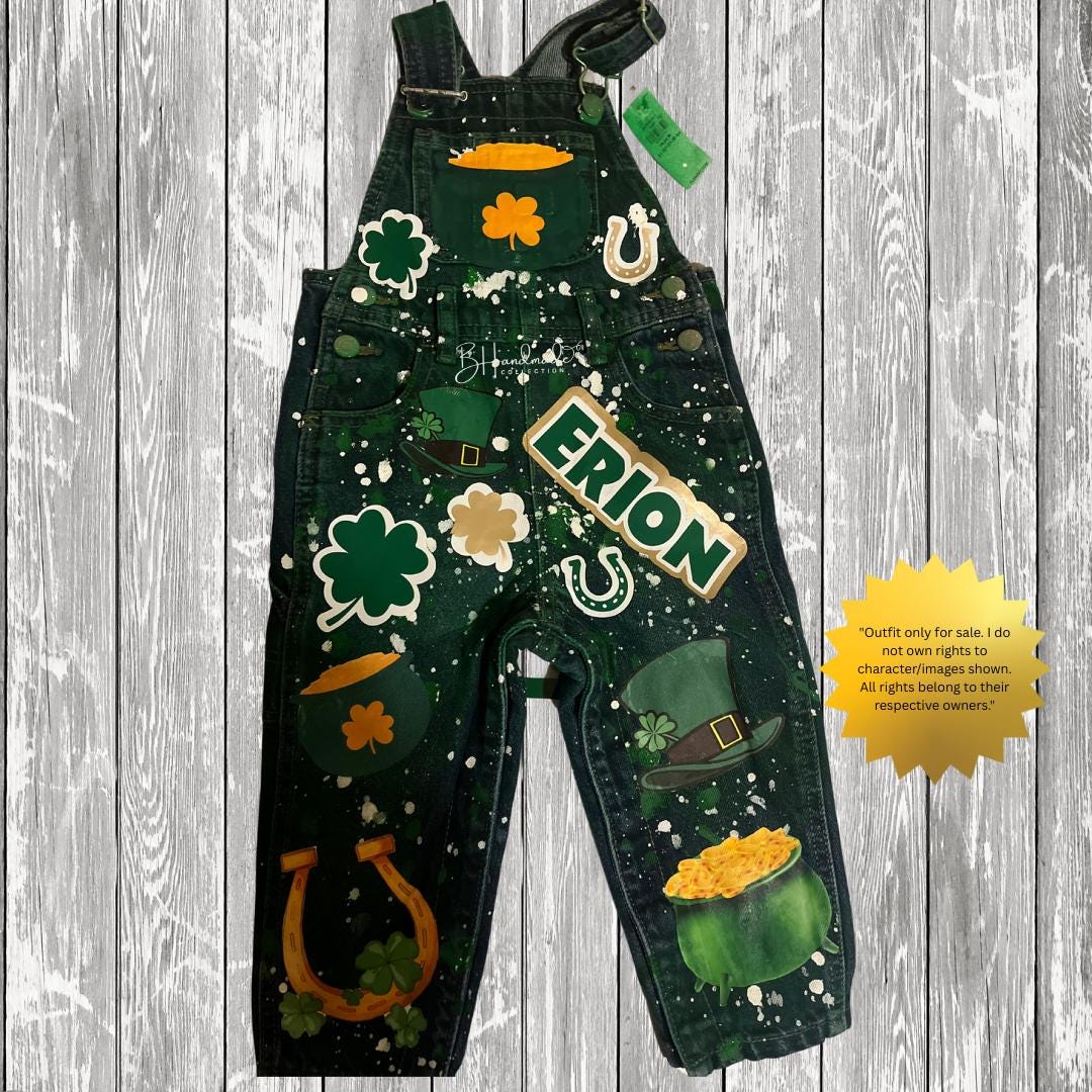 Custom Lucky Rainbow Birthday Outfit – St. Patrick’s Day Theme – Gold Coins & Shamrock Inspired – Overalls, Skirt, Shorts, or Tutu