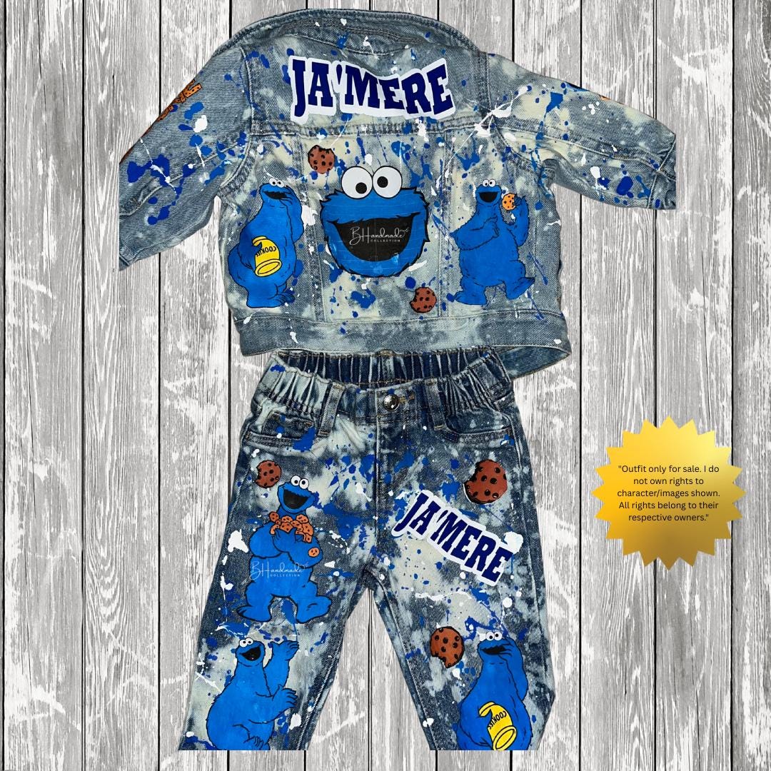 Blue Cookie Birthday Outfit β Sweet Monster Theme β Custom Handmade Toddler Party Outfit β Overalls, Skirt, Shorts, or Tutu