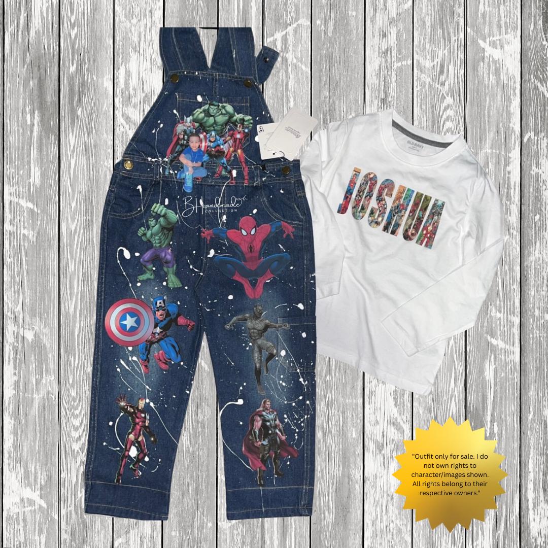 Superhero Squad Birthday Outfit β Comic Book Theme β Custom Handmade Toddler Party Outfit β Overalls, Skirt, Shorts, or Tutu