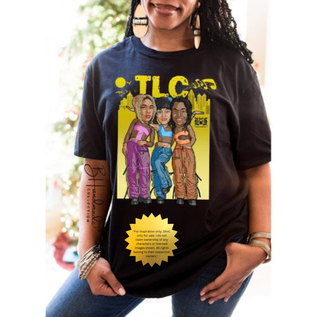 90s Iconic Girl Group Inspired Graphic Shirt – Handmade Custom Music Fan Tee – Unisex Painted or Bleached Style