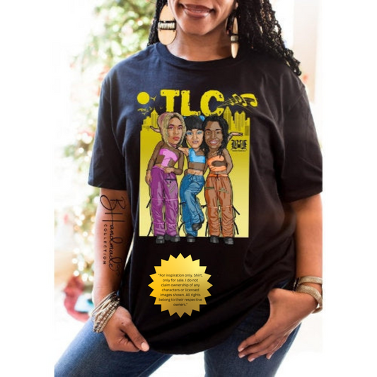 90s Iconic Girl Group Inspired Graphic Shirt – Handmade Custom Music Fan Tee – Unisex Painted or Bleached Style