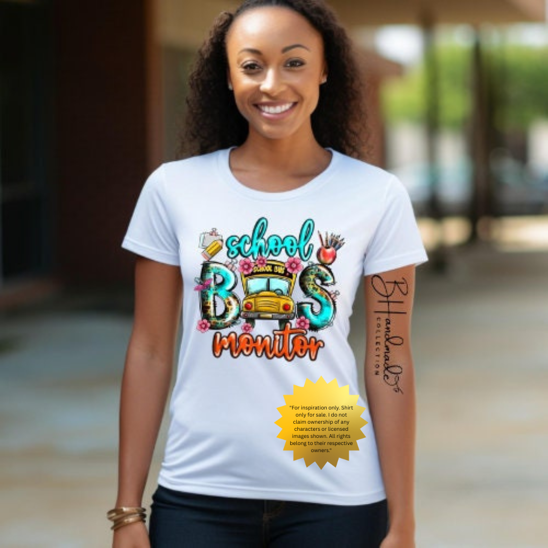 School Bus Monitor Shirt β Custom School Bus Graphic Tee β Handmade Unisex Safety Shirt