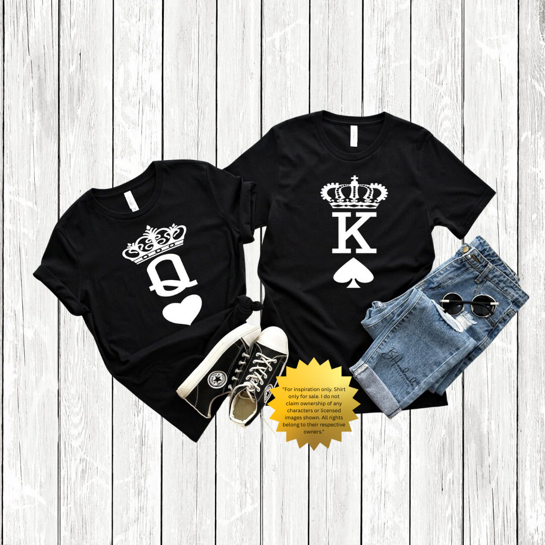 Queen of Hearts & King of Spades Matching Couples Shirts | Valentine’s Day Gift | Handmade Unisex Tees