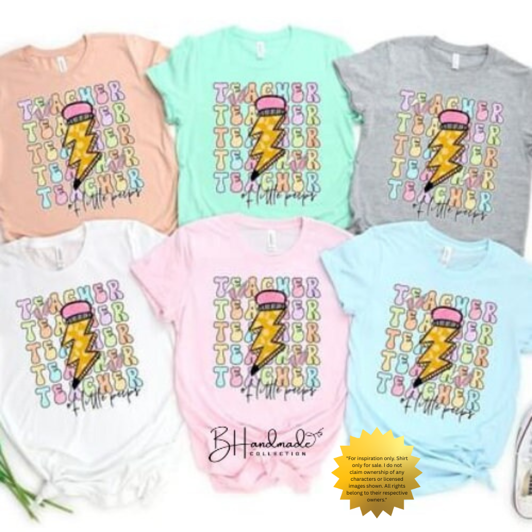 Lightning Bolt Teacher Shirt | Colorful Teacher Graphic Tee | Back to School Shirt | Teacher Appreciation Gift | Handmade BHandmade Collection