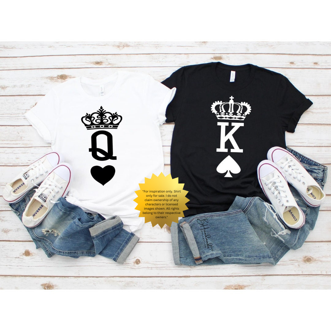 Queen of Hearts & King of Spades Matching Couples Shirts | Valentine’s Day Gift | Handmade Unisex Tees