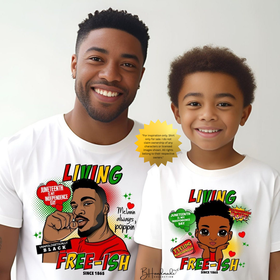 Living Free-ish Juneteenth Family Shirts | Matching Cultural Pride Tee | Handmade Freedom Celebration Outfit