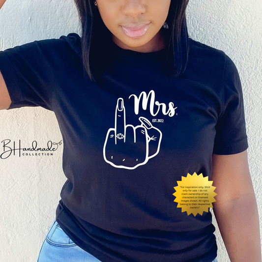 MR or MRS Ring Finger Graphic Tee | Engaged • Married • Fiancé/Fiancée Shirts (Sold Separately)