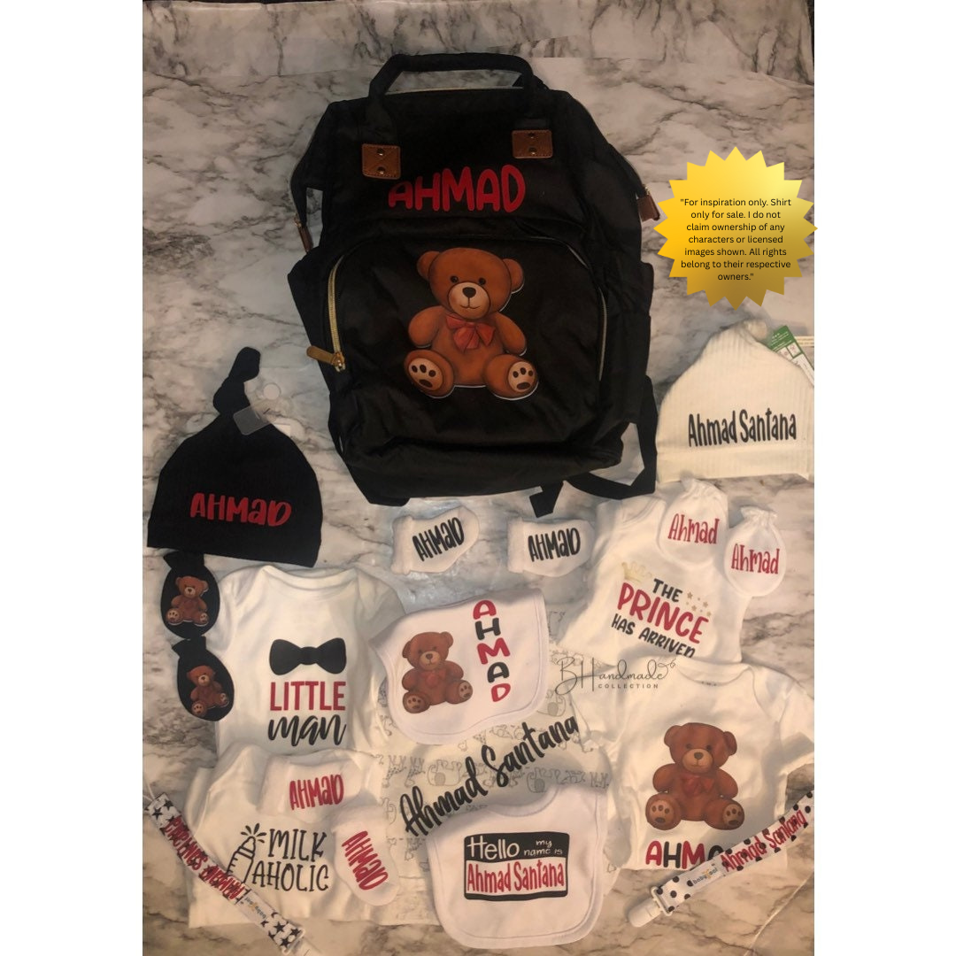 Standard Diaper Bag Set | Personalized Baby Gift | Custom Newborn Essentials Bundle | Baby Travel Bag