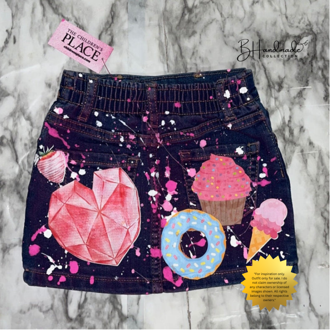 Custom “Two Sweet” Birthday Outfit – Candy Theme – Skirt, Shorts, Overalls, or Tutu – Can Be Made for “One Sweet,” “Three is Sweet,” or “Four Ever Sweet”
