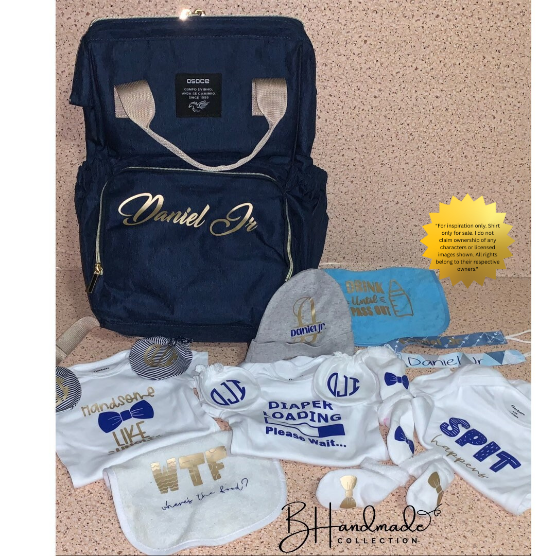 Standard Diaper Bag Set | Personalized Baby Gift | Custom Newborn Essentials Bundle | Baby Travel Bag
