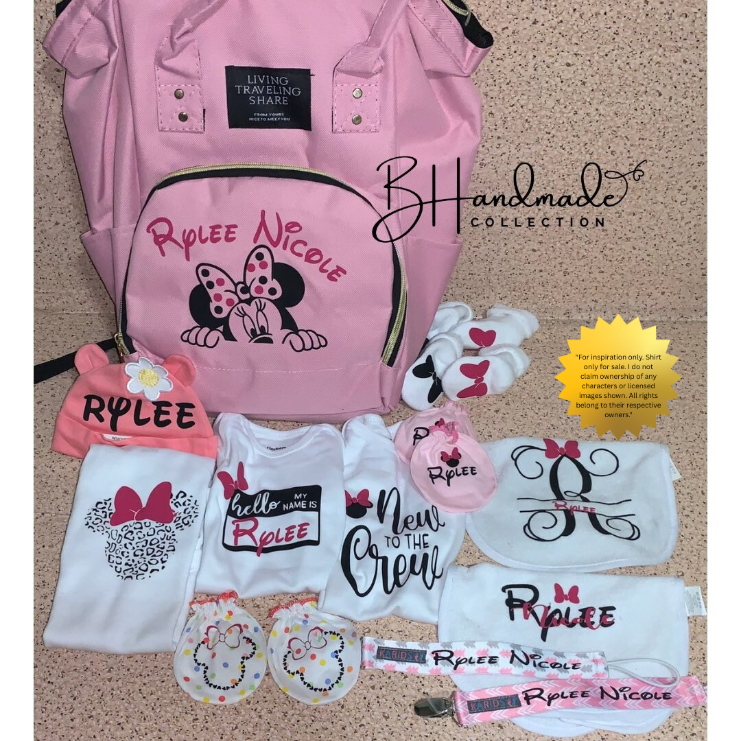 Standard Diaper Bag Set | Personalized Baby Gift | Custom Newborn Essentials Bundle | Baby Travel Bag