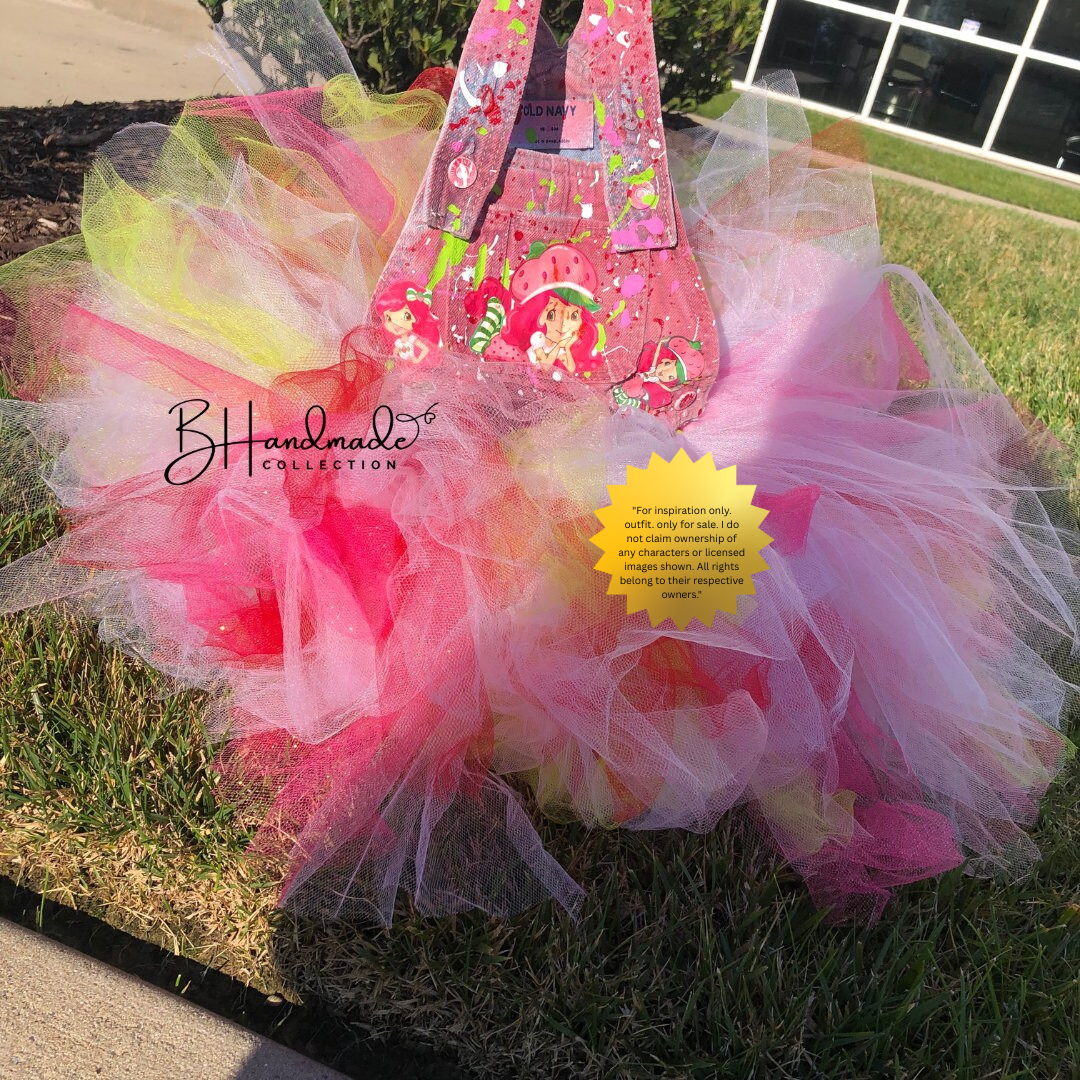 Berry Sweet Dessert-Inspired Birthday Outfit – Strawberry Theme – Custom Handmade Toddler Party Outfit – Overalls, Skirt, Shorts, or Tutu