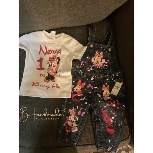 Mouse themed Birthday Girl Custom Overall Birthday Outfit