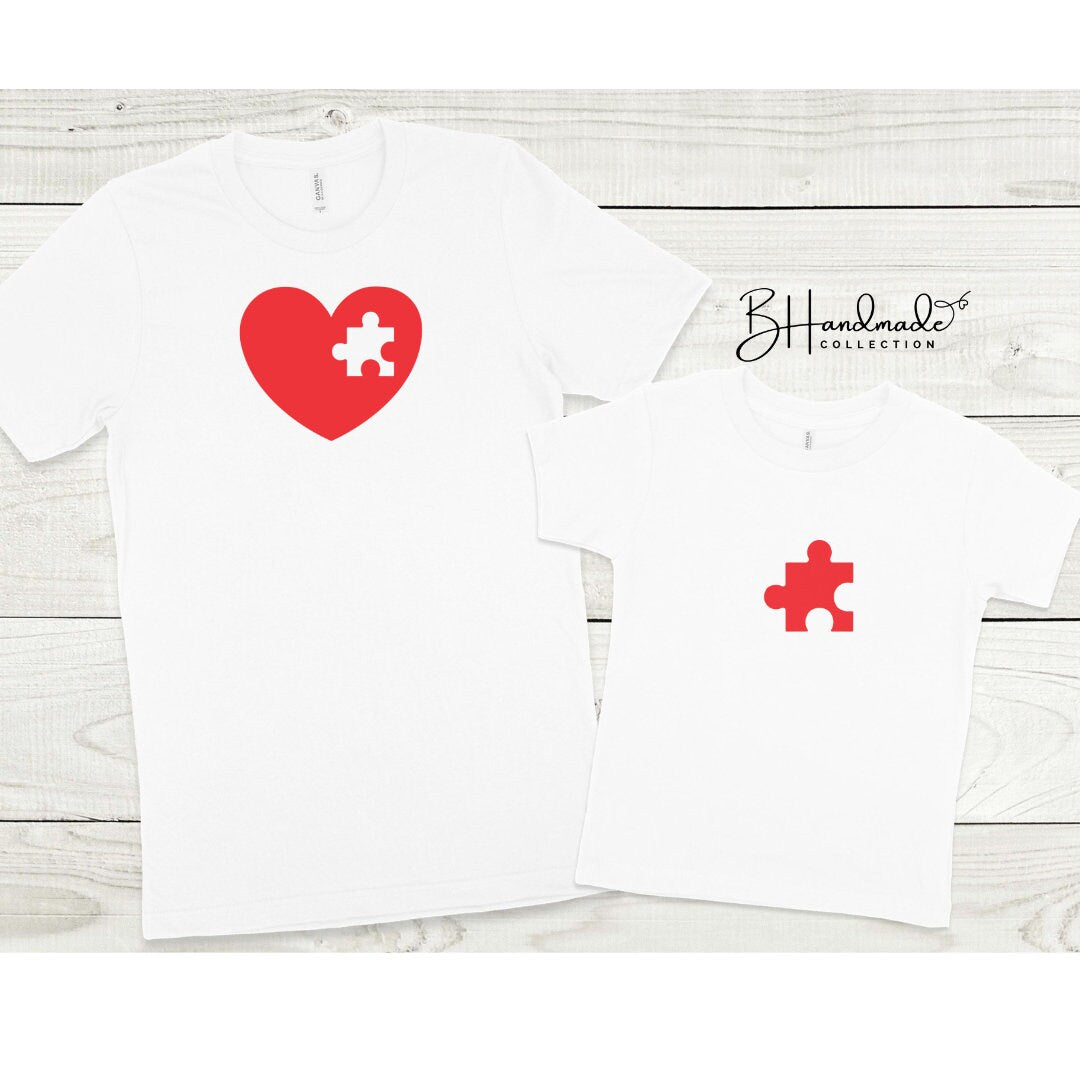 Heart Missing Piece Mommy and Me Daddy and me family tee