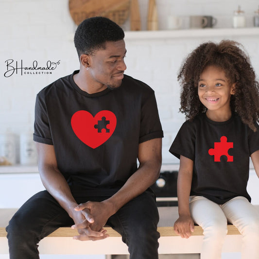 Heart Missing Piece Mommy and Me Daddy and me family tee
