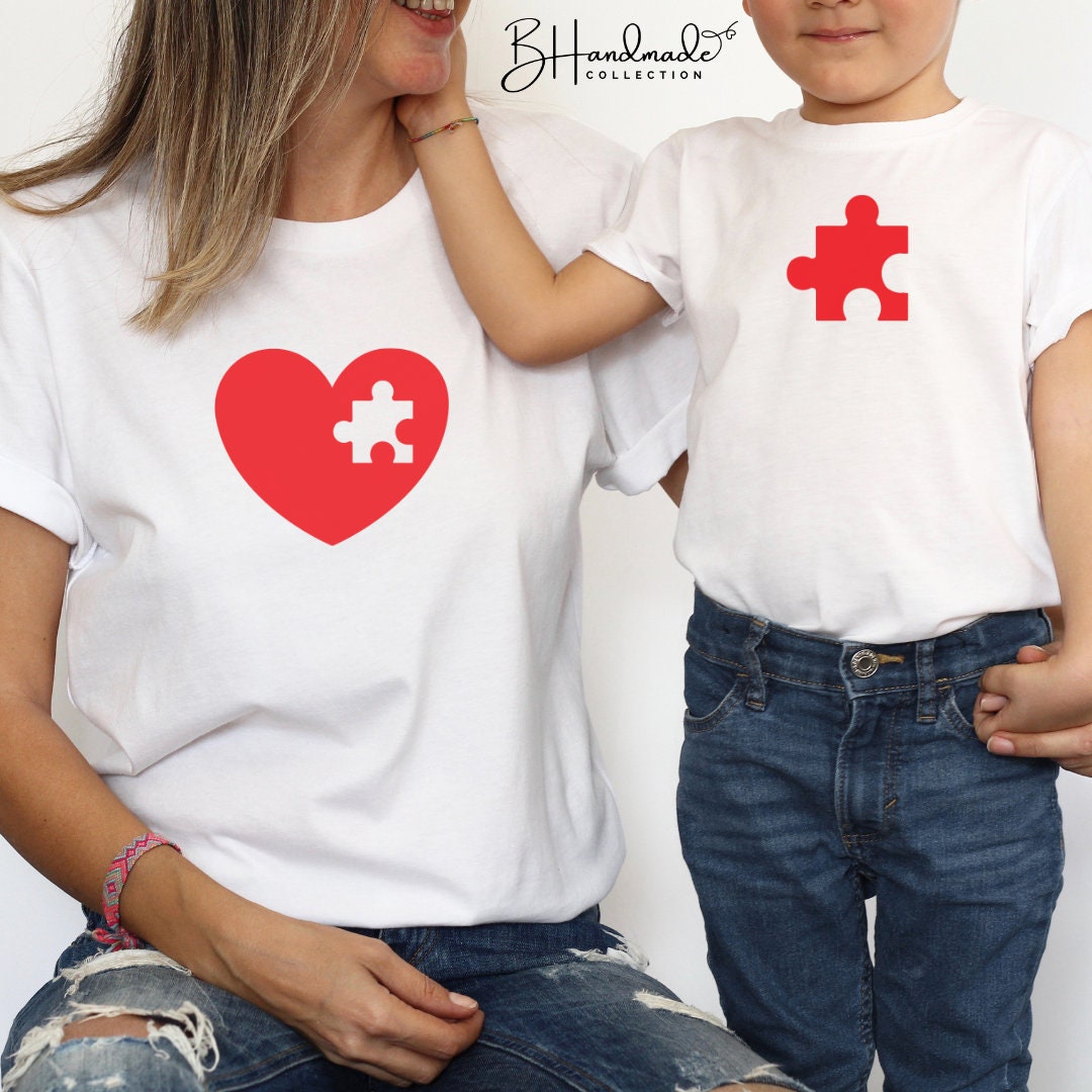 Heart Missing Piece Mommy and Me Daddy and me family tee