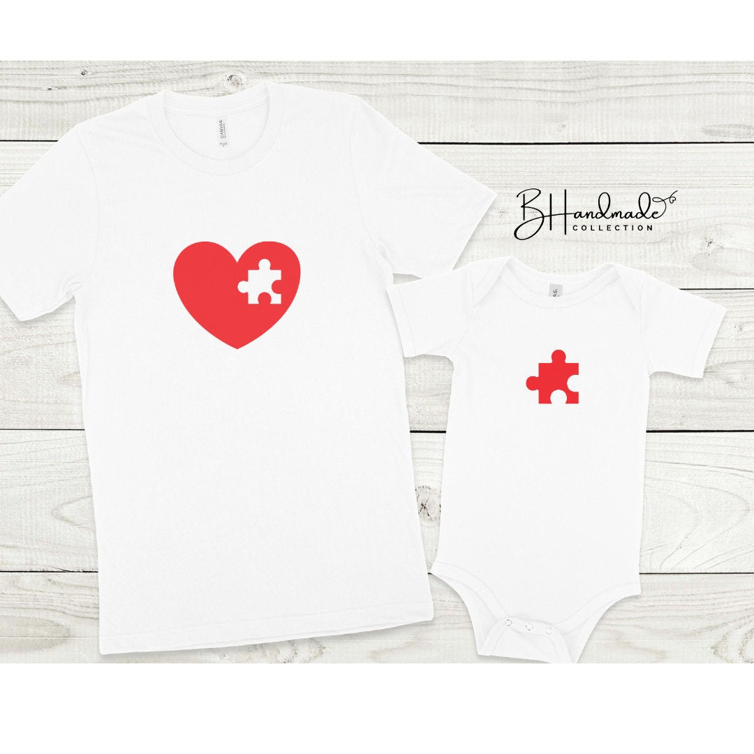 Heart Missing Piece Mommy and Me Daddy and me family tee