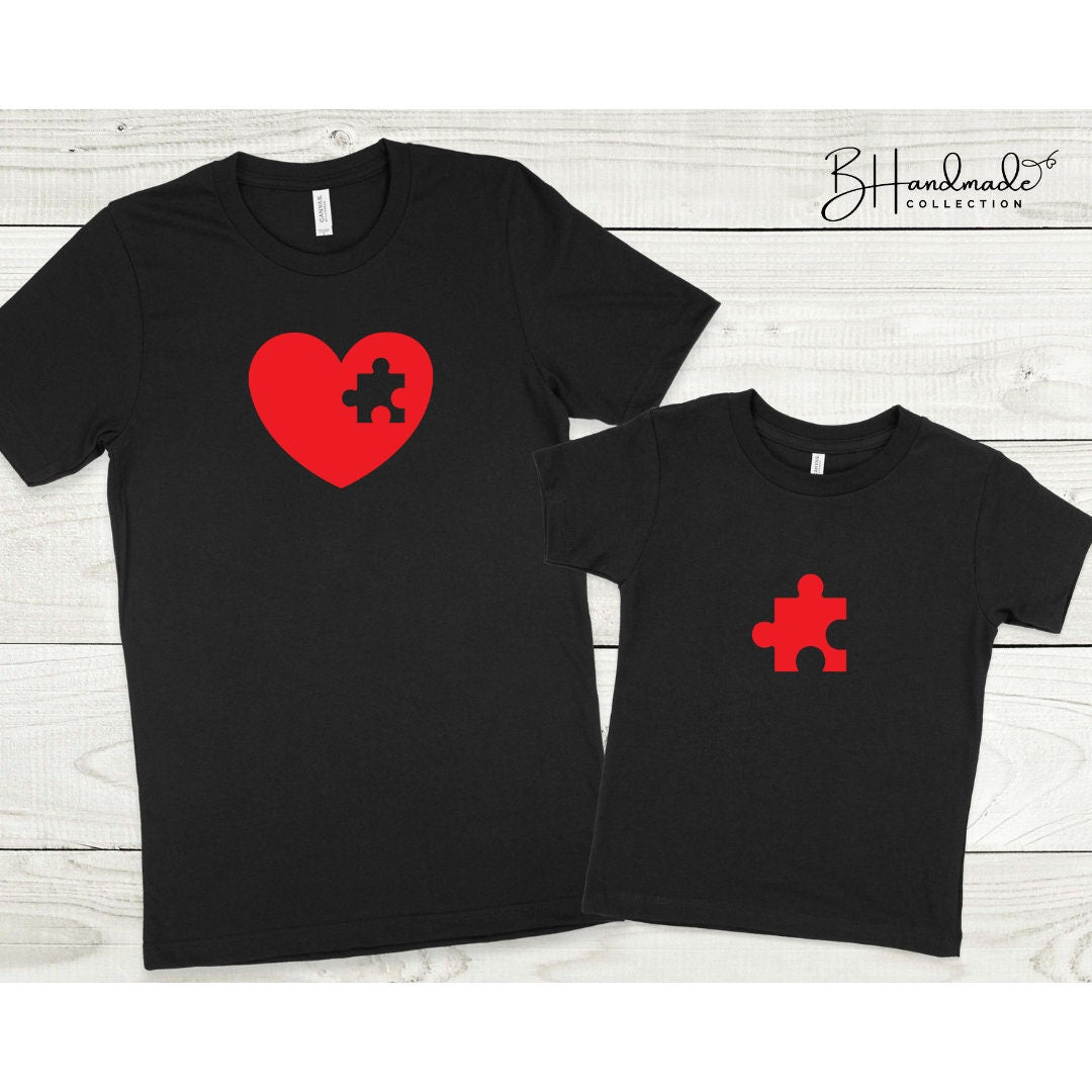 Heart Missing Piece Mommy and Me Daddy and me family tee