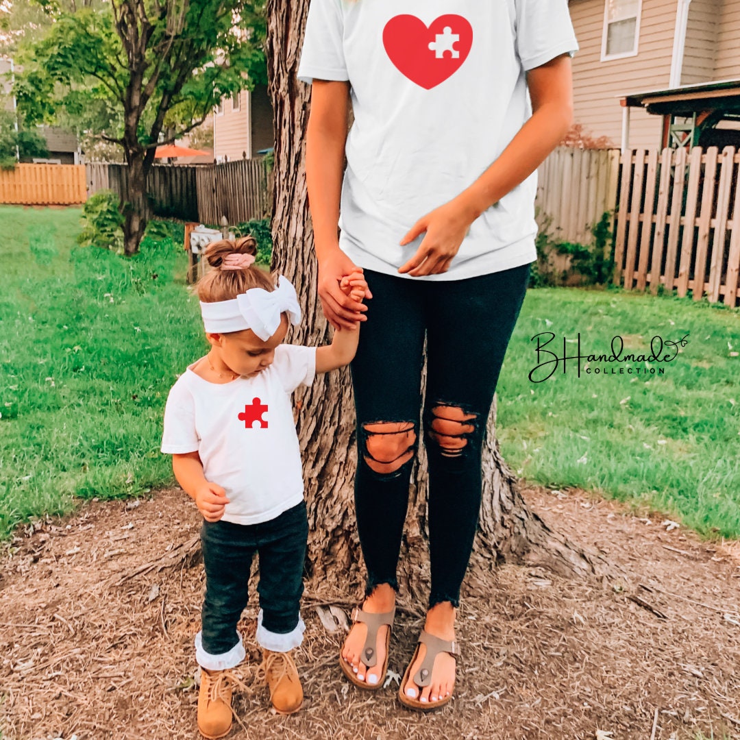 Heart Missing Piece Mommy and Me Daddy and me family tee