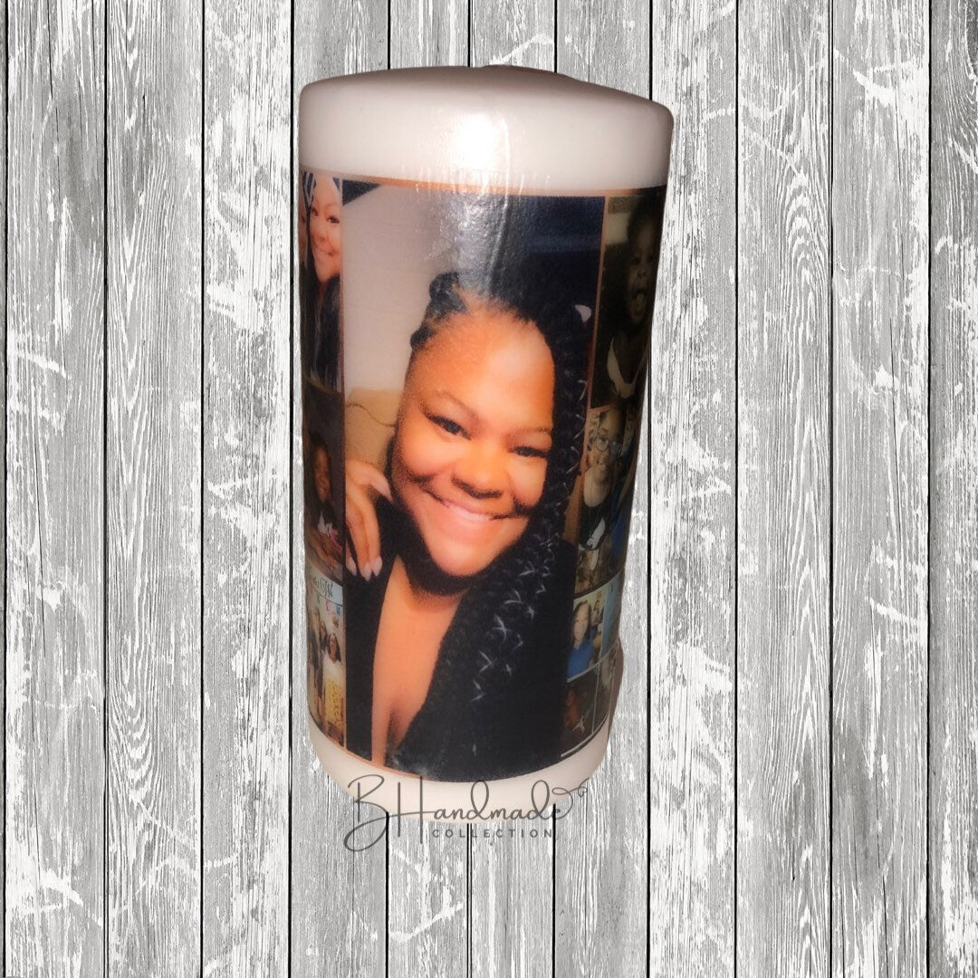 Personalized Photo Candle – Custom Memorial, Mother’s Day, Father’s Day Gift – Custom Picture Wax Pillar Candle for Special Occasions
