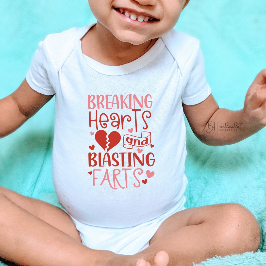 Breaking Hearts and Blasting Farts valetines day funny infant toddler shirt