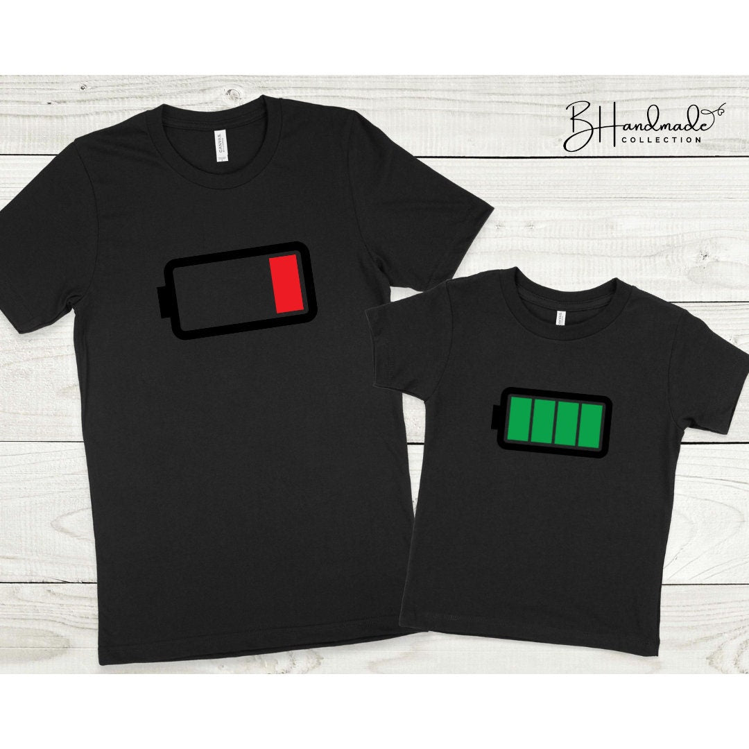 Low Battery Battery Life Family Mommy and Me Daddy and Me shirt