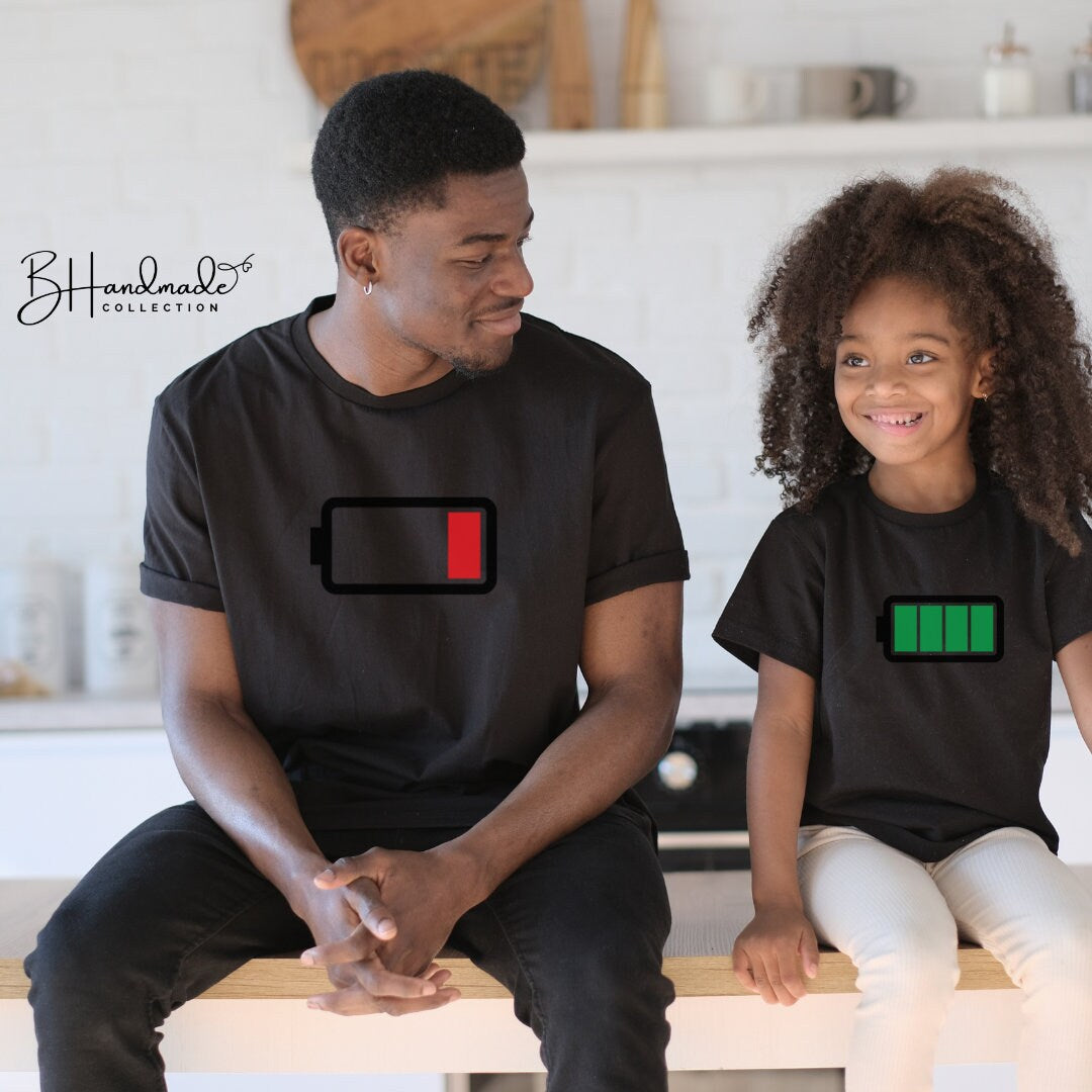 Low Battery Battery Life Family Mommy and Me Daddy and Me shirt