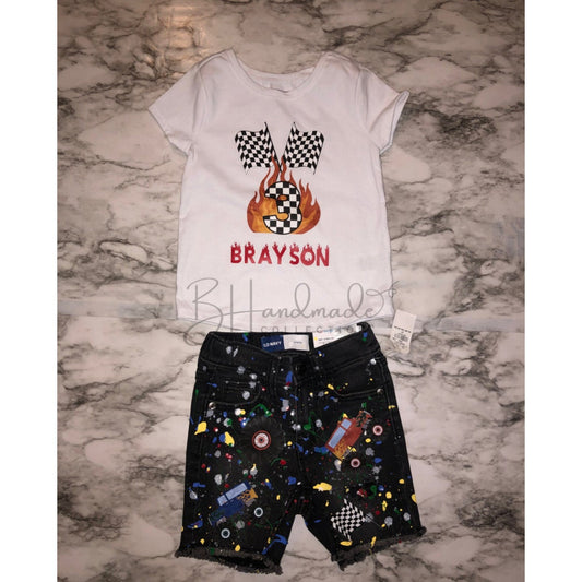 Custom Race Car Monster Truck Birthday Outfit