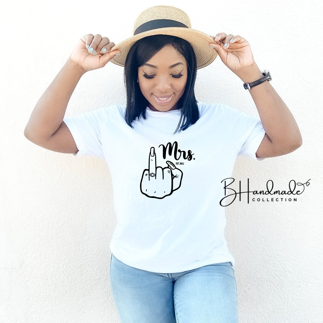 Mr. Mrs. wife husband fiancé engaged married shirt