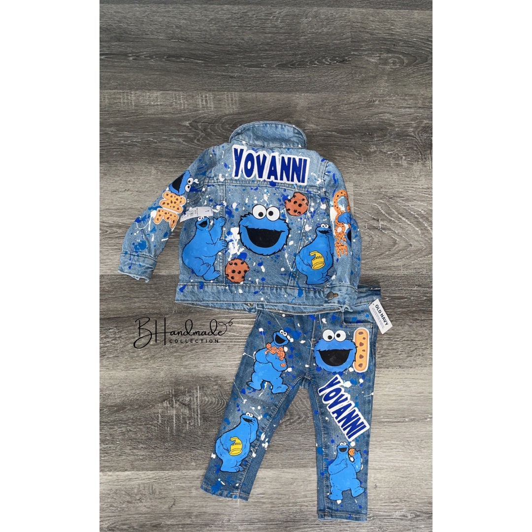 Blue Cookie Birthday Outfit – Sweet Monster Theme – Custom Handmade Toddler Party Outfit – Overalls, Skirt, Shorts, or Tutu