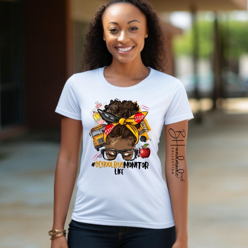 Afro School Bus Driver Life graphic tee