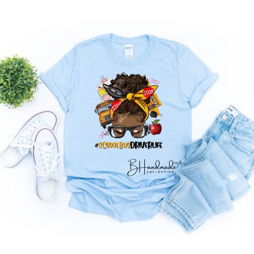 Afro School Bus Driver Life graphic tee