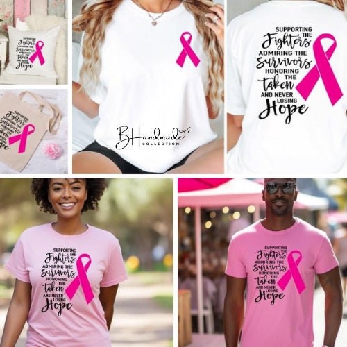 Supporting the Fighters Tote Bag | Breast Cancer Awareness Gift | Pink Ribbon Canvas Bag | Hope & Strength Support Tote | Handmade