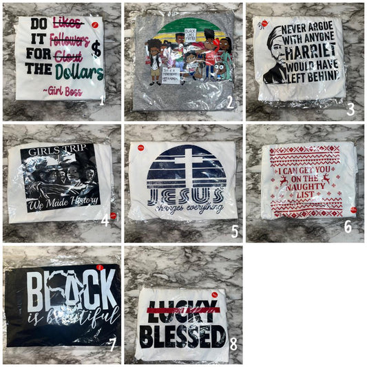 Clearance Graphic Tees – Funny, Cute, Streetwear | Sizes S–3X | Final Sale | Black-Owned Biz (3x)