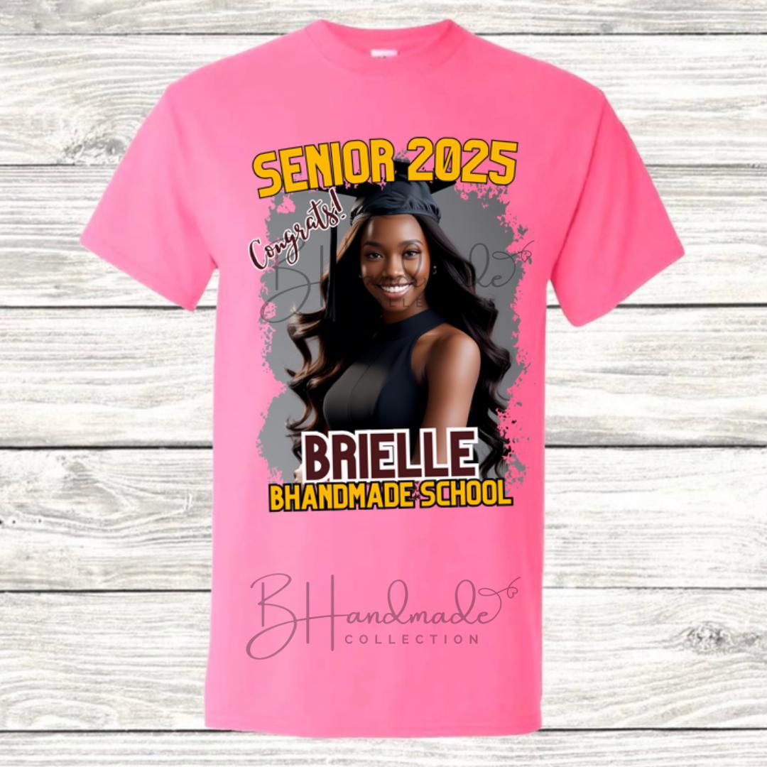 Custom Graduation Shirt | Class of 2025 | graphic style 5| Photo, Name, School Colors