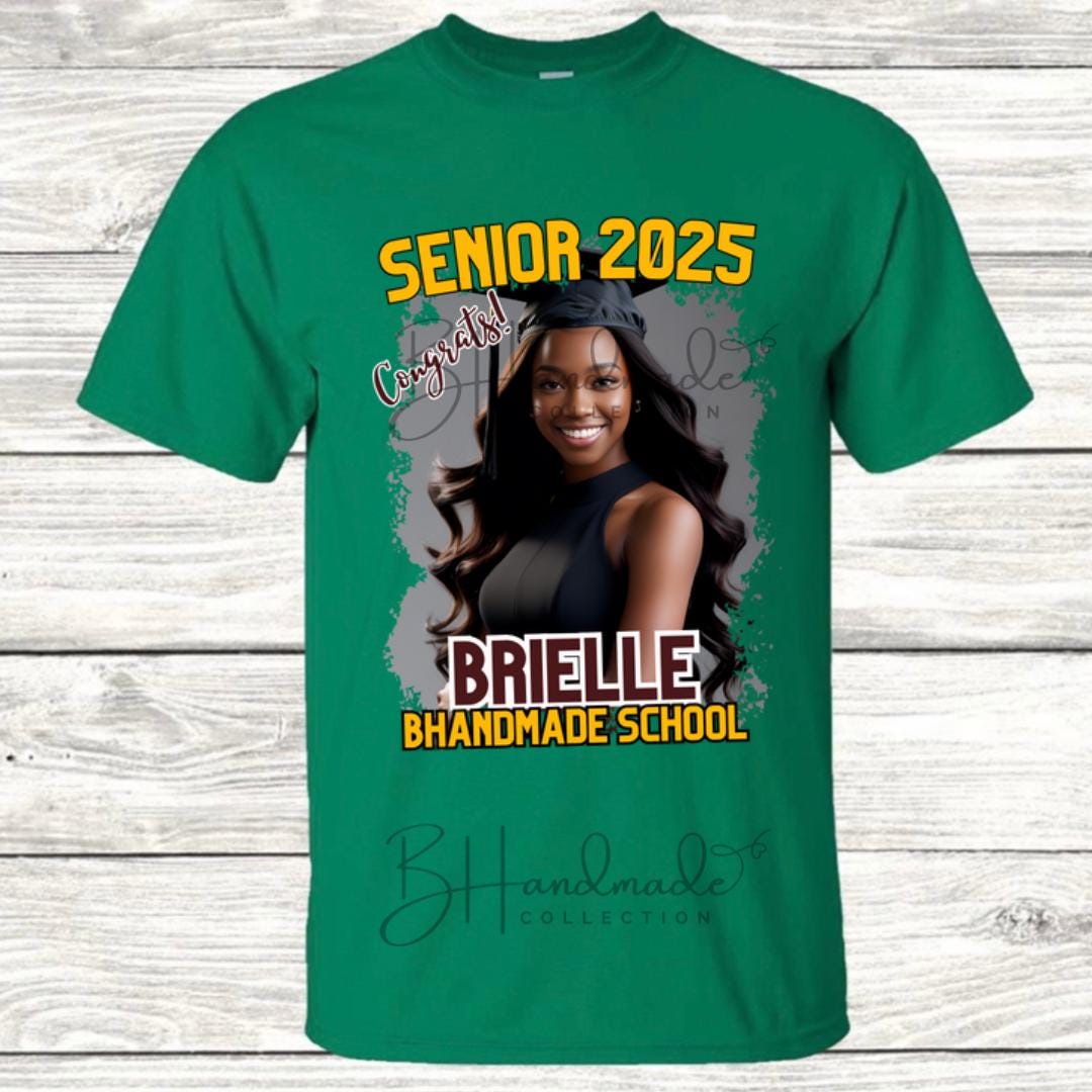 Custom Graduation Shirt | Class of 2025 | graphic style 5| Photo, Name, School Colors